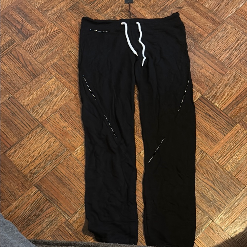 Monrow Black Track Pants with White Accents